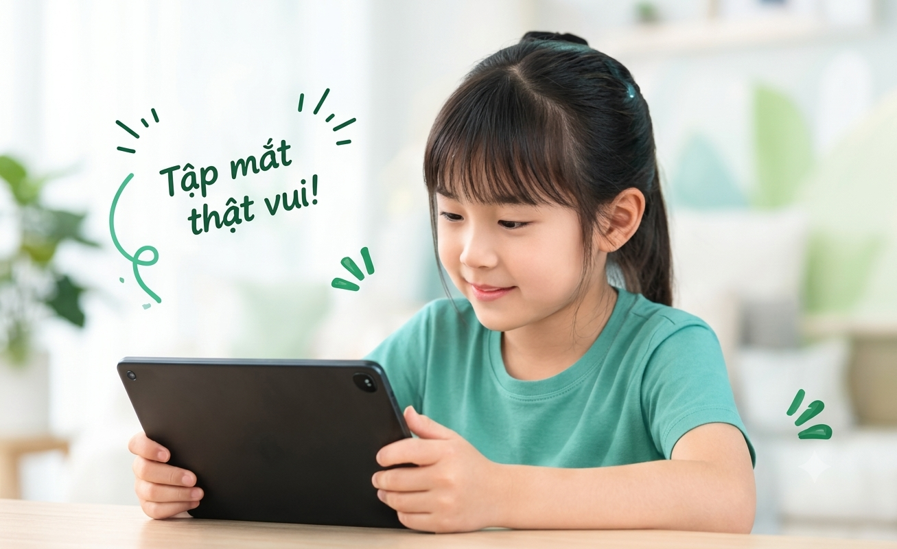 Em bé tập phần mềm nhược thị